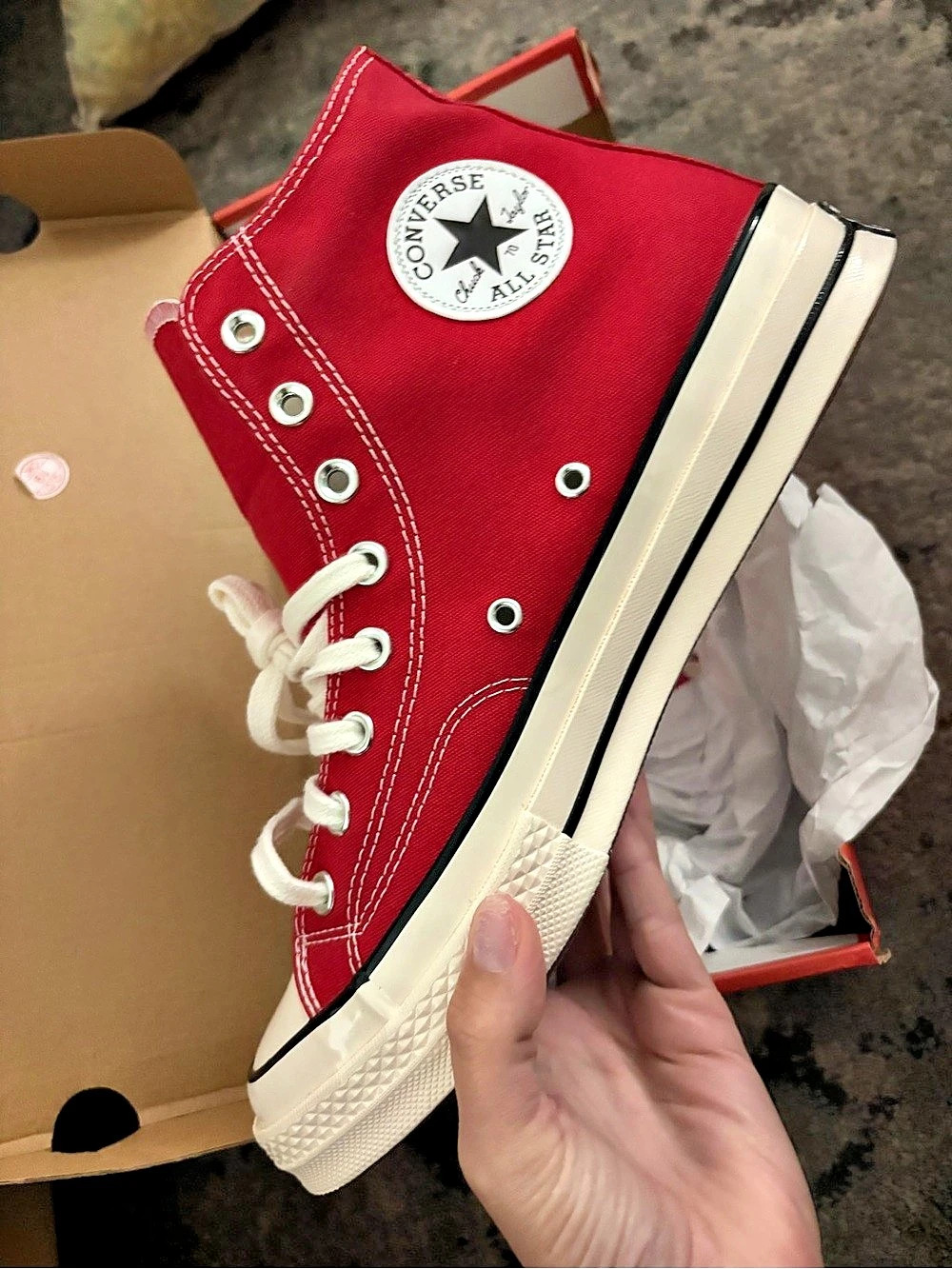 Converse Chuck 70 Hi High Top Sneakers Red & White US 10